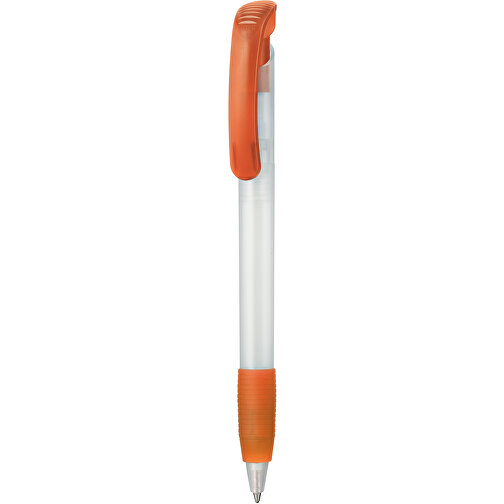 Kugelschreiber SOFT CLEAR FROZEN , Ritter-Pen, frostweiss / flamingo-orange, ABS-Kunststoff, 14,80cm (Länge), Bild 1