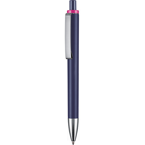 Kugelschreiber EXOS SOFT , Ritter-Pen, nachtblau / fuchsiapink, ABS u. Metall, 14,10cm (Länge), Bild 1