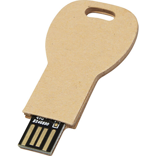 Schlüssel USB-Stick 2.0 Aus Recyceltem Papier , kraftpapier MB , 65 GB , Recyceltes Papier, Aluminium MB , 5,80cm x 3,00cm x 0,30cm (Länge x Höhe x Breite), Bild 1