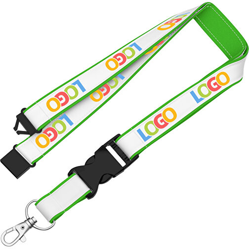 Lanyard Classic Neo , Promo Effects, weiss / grasgrün, Polyester / Satin, 92,00cm x 2,50cm (Länge x Breite), Bild 2