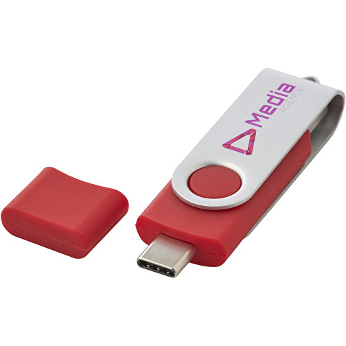 OTG Rotate USB Typ-C Stick , rot MB , 2 GB , Kunststoff, Aluminium MB , 7,00cm x 1,60cm x 1,00cm (Länge x Höhe x Breite), Bild 2