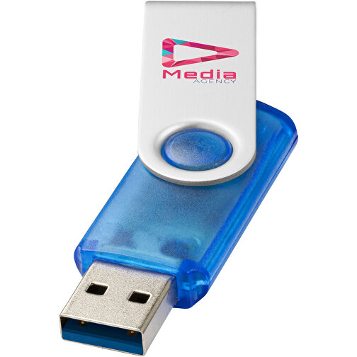 Rotate USB-Stick 3.0 Transparent , blau MB , 128 GB , Kunststoff, Aluminium MB , 5,80cm x 1,90cm x 1,00cm (Länge x Höhe x Breite), Bild 2