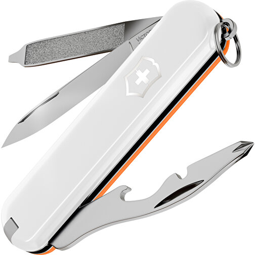 RALLY - Victorinox Schweizer Messer , Victorinox, Falling Snow / Mango Tango, hochlegierter, rostfreier Stahl, 5,80cm x 0,90cm x 2,00cm (Länge x Höhe x Breite), Bild 1