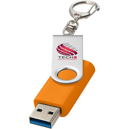 Rotate USB-Stick 3.0 Mit Schlüsselanhänger , orange MB , 128 GB , Kunststoff, Aluminium MB , 5,80cm x 1,90cm x 1,00cm (Länge x Höhe x Breite), Bild 2