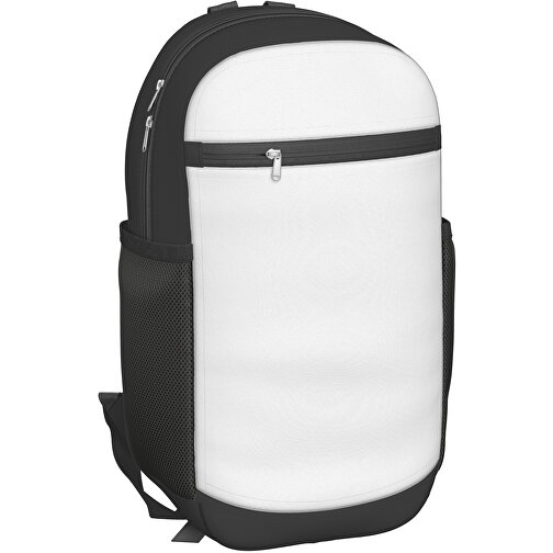 Rucksack Milan , weiss / schwarz, Sublimation-fabric 300g, 15,00cm x 40,00cm x 30,00cm (Länge x Höhe x Breite), Bild 1