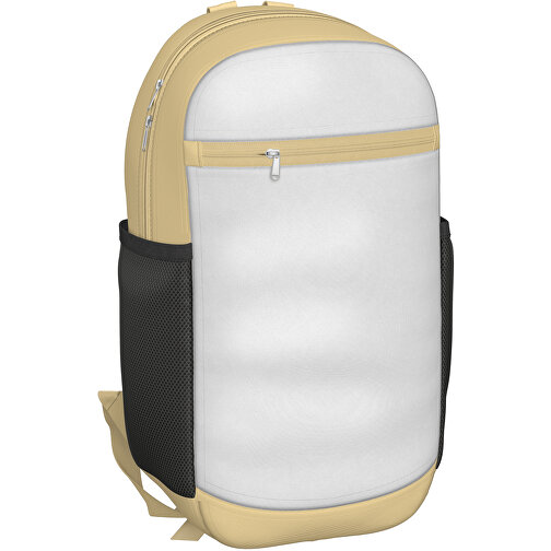 Rucksack Milan , weiß / hellbraun, Sublimation-fabric 300g, 15,00cm x 40,00cm x 30,00cm (Länge x Höhe x Breite), Bild 1