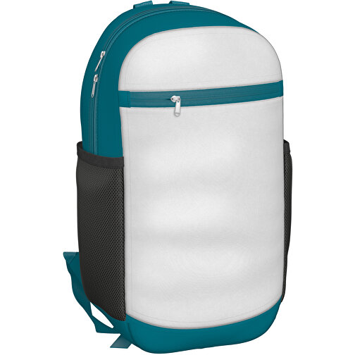 Rucksack Milan , weiß / atlantikblau, Sublimation-fabric 300g, 15,00cm x 40,00cm x 30,00cm (Länge x Höhe x Breite), Bild 1