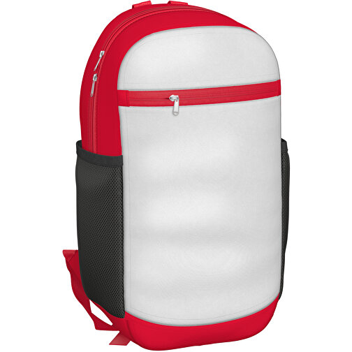 Rucksack Milan , weiss / dunkelrot, Sublimation-fabric 300g, 15,00cm x 40,00cm x 30,00cm (Länge x Höhe x Breite), Bild 1