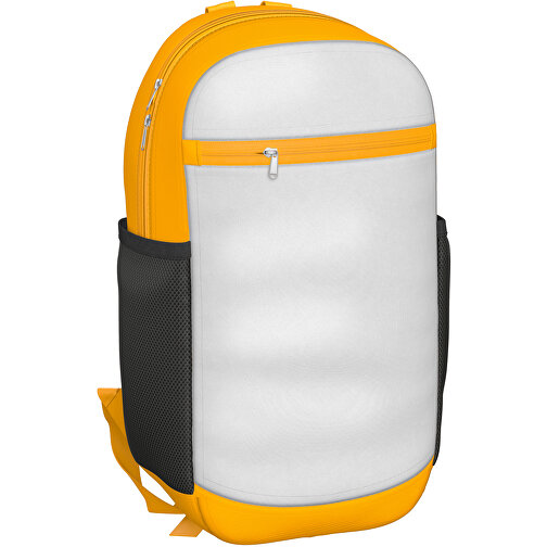 Rucksack Milan , weiß / hellorange, Sublimation-fabric 300g, 15,00cm x 40,00cm x 30,00cm (Länge x Höhe x Breite), Bild 1