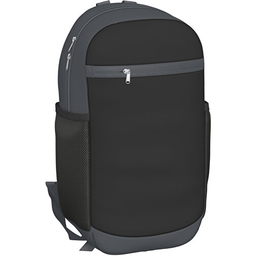 Rucksack Milan , schwarz / asphaltgrau, Sublimation-fabric 300g, 15,00cm x 40,00cm x 30,00cm (Länge x Höhe x Breite), Bild 1