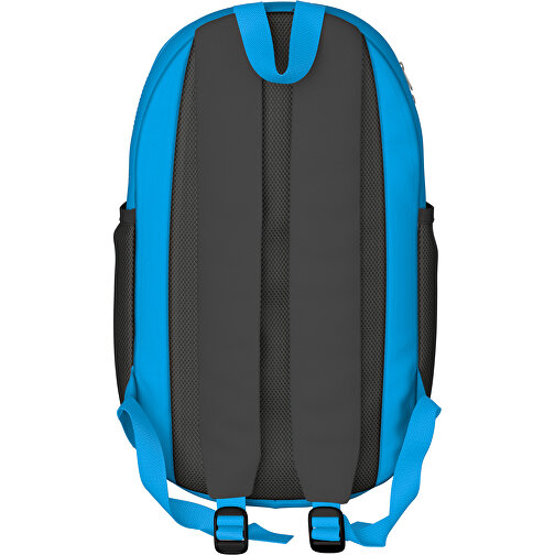 Rucksack Milan , schwarz / hellblau, Sublimation-fabric 300g, 15,00cm x 40,00cm x 30,00cm (Länge x Höhe x Breite), Bild 2