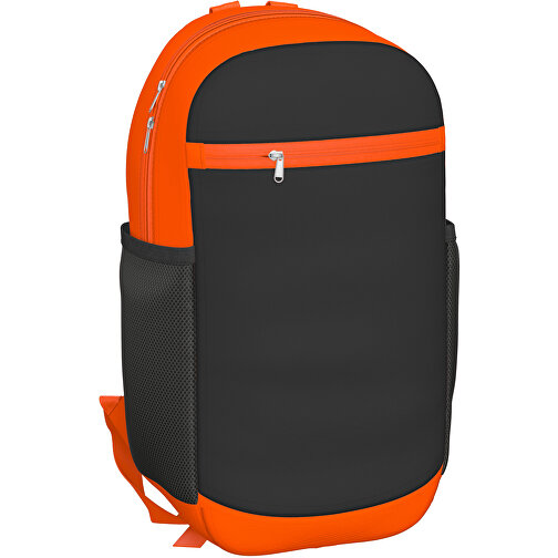 Rucksack Milan , schwarz / orange, Sublimation-fabric 300g, 15,00cm x 40,00cm x 30,00cm (Länge x Höhe x Breite), Bild 1