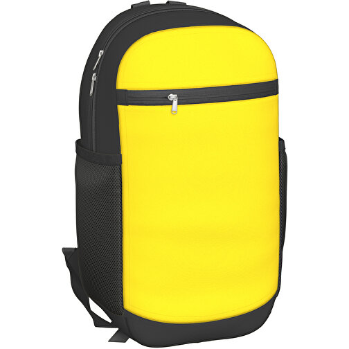 Rucksack Milan , zitronengelb / schwarz, Sublimation-fabric 300g, 15,00cm x 40,00cm x 30,00cm (Länge x Höhe x Breite), Bild 1