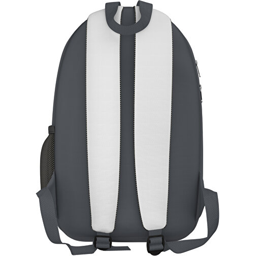 Rucksack Easy , weiss / asphaltgrau, Sublimation-fabric 300g, 15,00cm x 40,00cm x 30,00cm (Länge x Höhe x Breite), Bild 2