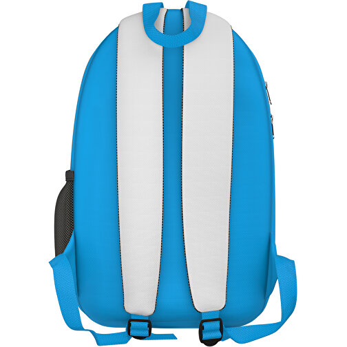 Rucksack Easy , weiß / hellblau, Sublimation-fabric 300g, 15,00cm x 40,00cm x 30,00cm (Länge x Höhe x Breite), Bild 2