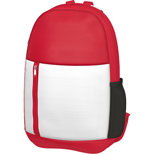 Rucksack Easy , weiss / dunkelrot, Sublimation-fabric 300g, 15,00cm x 40,00cm x 30,00cm (Länge x Höhe x Breite), Bild 1