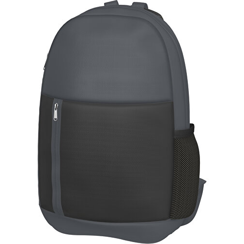 Rucksack Easy , schwarz / asphaltgrau, Sublimation-fabric 300g, 15,00cm x 40,00cm x 30,00cm (Länge x Höhe x Breite), Bild 1