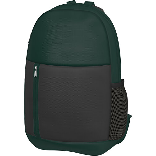 Rucksack Easy , schwarz / dunkelgrün, Sublimation-fabric 300g, 15,00cm x 40,00cm x 30,00cm (Länge x Höhe x Breite), Bild 1