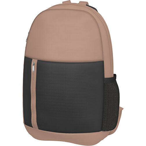 Rucksack Easy , schwarz / mandelbraun, Sublimation-fabric 300g, 15,00cm x 40,00cm x 30,00cm (Länge x Höhe x Breite), Bild 1