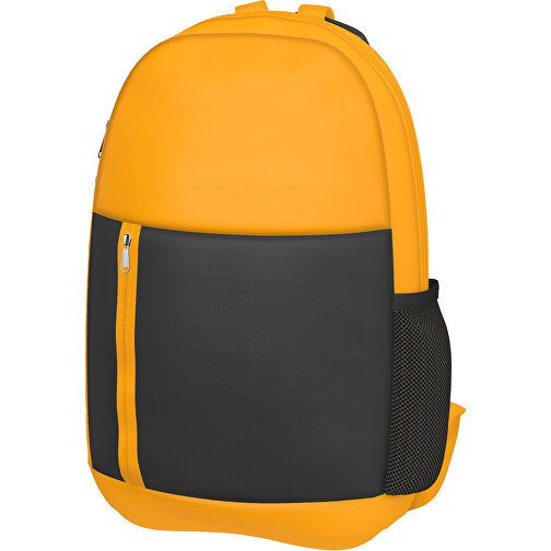 Rucksack Easy , schwarz / hellorange, Sublimation-fabric 300g, 15,00cm x 40,00cm x 30,00cm (Länge x Höhe x Breite), Bild 1