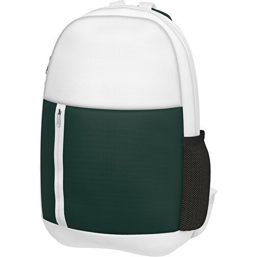 Rucksack Easy , dunkelgrün / weiß, Sublimation-fabric 300g, 15,00cm x 40,00cm x 30,00cm (Länge x Höhe x Breite), Bild 1