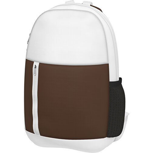 Rucksack Easy , espressobraun / weiß, Sublimation-fabric 300g, 15,00cm x 40,00cm x 30,00cm (Länge x Höhe x Breite), Bild 1