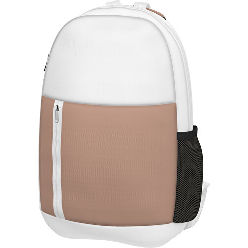 Rucksack Easy , mandelbraun / weiß, Sublimation-fabric 300g, 15,00cm x 40,00cm x 30,00cm (Länge x Höhe x Breite), Bild 1