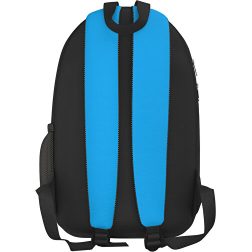 Rucksack Easy , hellblau / schwarz, Sublimation-fabric 300g, 15,00cm x 40,00cm x 30,00cm (Länge x Höhe x Breite), Bild 2