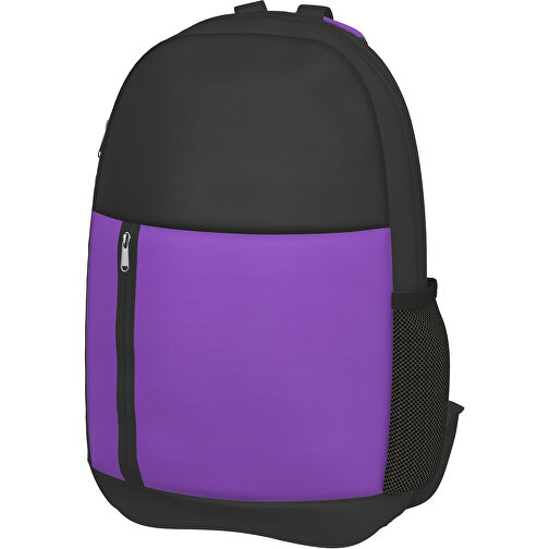 Rucksack Easy , lavendellila / schwarz, Sublimation-fabric 300g, 15,00cm x 40,00cm x 30,00cm (Länge x Höhe x Breite), Bild 1