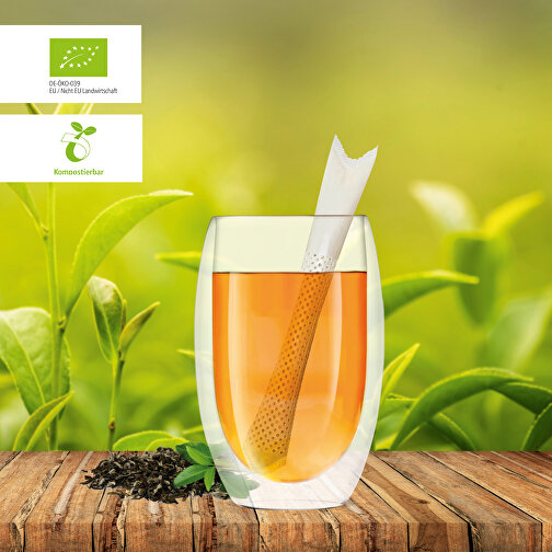 Bio TeaStick - Grüner Tee Ingwer Zitrone , Bio Folie, kompostierbar + Papier, 2,70cm x 1,50cm x 15,80cm (Länge x Höhe x Breite), Bild 7