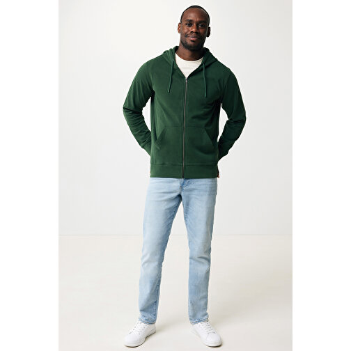 Iqoniq Abisko Zip-Kapuzenpullover Aus Recycelter Baumwolle, Forest Green , forest green, 50% recycelte und 50% biologische Baumwolle, XS, 64,00cm x 1,00cm x 48,00cm (Länge x Höhe x Breite), Bild 3