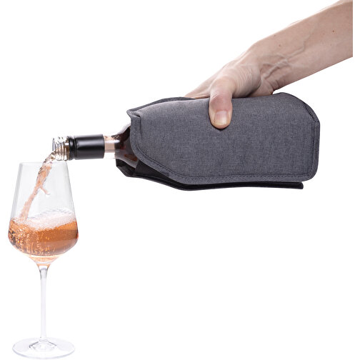 Vino AWARE™ RPET Weinkühler-Sleeve, Grau , grau, PET - recycelt, 15,50cm x 22,50cm x 2,50cm (Länge x Höhe x Breite), Bild 5