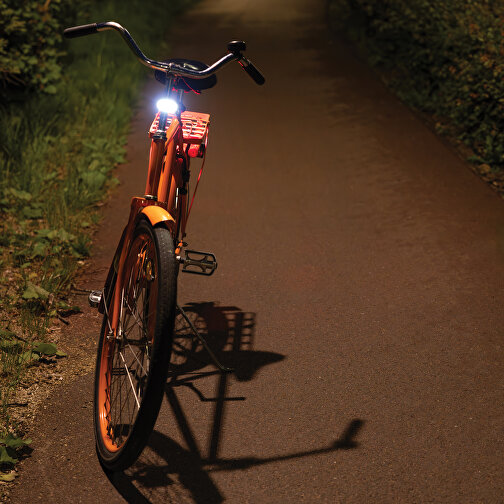 Lumino USB Fahrradlicht-Set Aus RCS Recyceltem Kunststoff, Schwarz , schwarz, ABS - recycelt,TPR, 5,50cm x 2,70cm x 4,30cm (Länge x Höhe x Breite), Bild 11