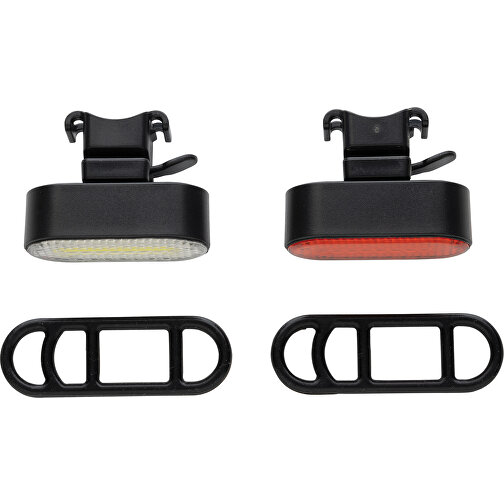 Set di luci per bicicletta Lumino USB in plastica riciclata RCS, nero, Immagine 4