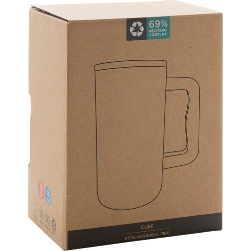 Taza cubo de acero reciclado RCS 800 ml, rosa, Imagen 9