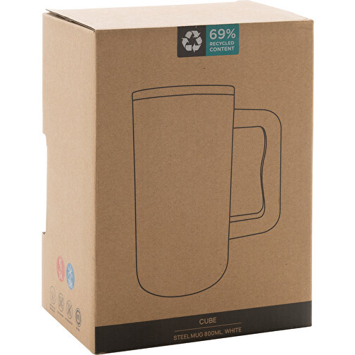 Gobelet Cube en acier recyclé RCS 800ml, blanc, Image 11