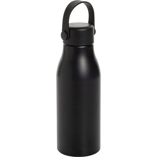 Pluto Flasche Aus RCS-zertifiziert Recyceltem Alu 680ml, Schwarz , schwarz, Aluminium - recycelt,PP, 21,30cm x 7,30cm x 7,30cm (Länge x Höhe x Breite), Bild 1