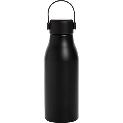 Pluto Flasche Aus RCS-zertifiziert Recyceltem Alu 680ml, Schwarz , schwarz, Aluminium - recycelt,PP, 21,30cm x 7,30cm x 7,30cm (Länge x Höhe x Breite), Bild 2