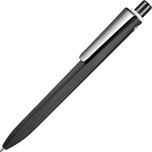 Kugelschreiber RIDGE RECYCLED SOFT M , Ritter-Pen, schwarz / weiß, ABS u. Metall, 14,10cm (Länge), Bild 2