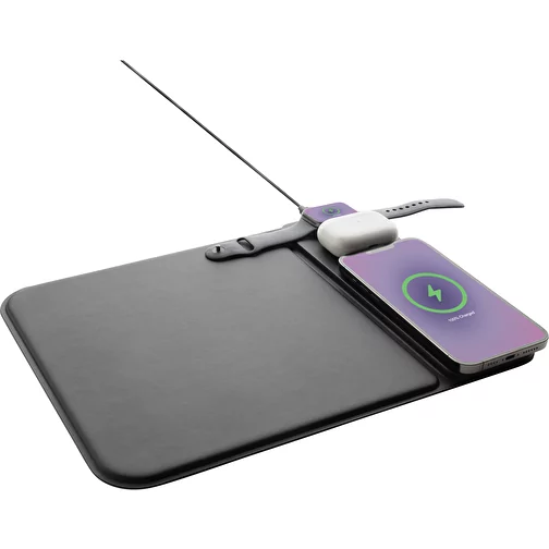 Tapis de souris rechargeable Swiss Peak 15W 3-en-1 en PU recyclé RCS, noir, Image 5