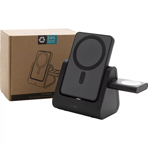Chargeur Powerbase 3 en 1 en plastique RCS avec banque de puissance, noir, Image 15