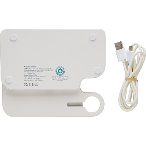 Joltz Dual 15W-Ladegerät Aus RCS Rec. ABS Mit IWatch-Slot, Weiß , weiß, ABS - recycelt, 15,80cm x 11,50cm x 9,20cm (Länge x Höhe x Breite), Bild 6