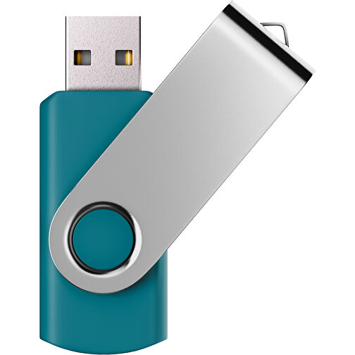 USB-Stick SWING Color 2.0 8 GB , Promo Effects MB , dunkeltürkis / silber MB , 8 GB , Kunststoff/ Aluminium MB , 5,70cm x 1,00cm x 1,90cm (Länge x Höhe x Breite), Bild 1