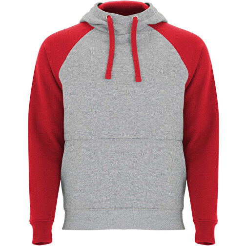 Badet Zweifarbiger Kapuzenpullover Für Kinder , heather grau / rot, Gebürsteter Sweatshirt Strick 50% Baumwolle, 50% Polyester, 280 g/m2, 11/12, , Bild 1