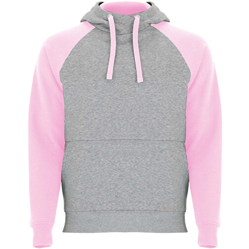 Badet Zweifarbiger Kapuzenpullover Für Kinder , heather grau / hellrosa, Gebürsteter Sweatshirt Strick 50% Baumwolle, 50% Polyester, 280 g/m2, 11/12, , Bild 1