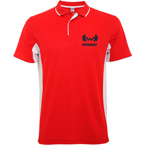 Montmelo Sport Poloshirt Unisex , rot / weiss, Piqué Strick mit Cool Fit Finish 100% Polyester, 150 g/m2, 2XL, , Bild 2