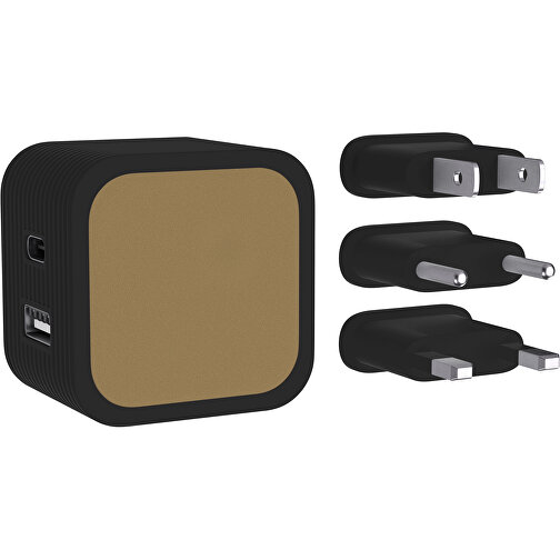 ChargePro Dual 20w Ladegerät , gold / schwarz, ABS Kunststoff, 46,00cm x 33,00cm x 46,00cm (Länge x Höhe x Breite), Bild 1