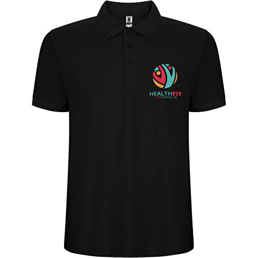 Pegaso Premium Poloshirt Für Herren , schwarz, Piqué Strick 60% Baumwolle, 40% Polyester, 190 g/m2, S, , Bild 2