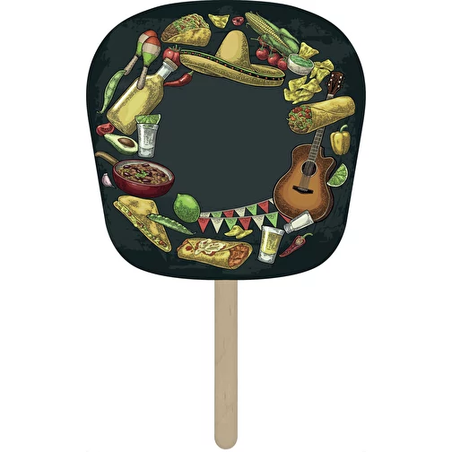 Éventail à main avec poignée en bois (forme 1 : miroir), Image 2