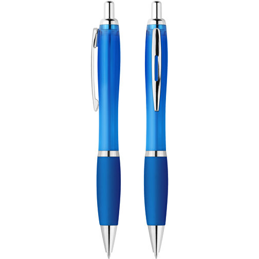 Druckkugelschreiber 'Alpha' , blau-transparent, ABS, 14,10cm (Länge), Bild 1